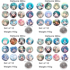 （12个一套） 初音未来 精品动漫马口铁徽章胸章 44MM