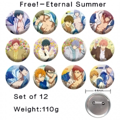（12个一套） Free!男子游泳部 精品动漫马口铁徽章胸章 44MM