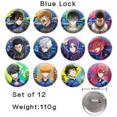 （12PCS/SET）2 Styles 44MM Blue Lock Cartoon Anime Alloy Badge Brooch