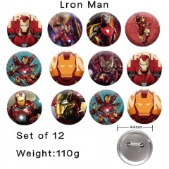 （12PCS/SET）44MM Iron Man Cartoon Anime Alloy Badge Brooch
