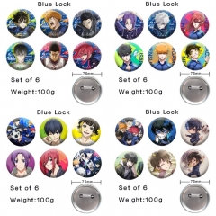 （6PCS/SET）4 Styles 75MM Blue Lock Cartoon Anime Alloy Badge Brooch