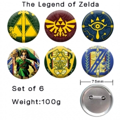 （6个一套）塞尔达 精品动漫马口铁徽章胸章 75MM