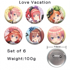 （6个一套）五等分的新娘 精品动漫马口铁徽章胸章 75MM