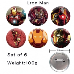 （6PCS/SET）2 Styles 75MM Iron Man Cartoon Anime Alloy Badge Brooch