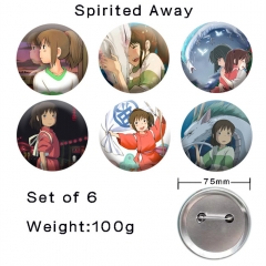 （6个一套）千与千寻 精品动漫马口铁徽章胸章 75MM