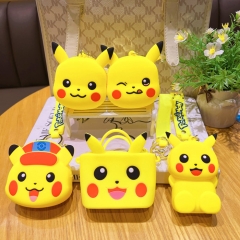 3 Styles Pokemon Pikachu Silicone Coin Purse Anime Mini Wallet Keychain