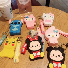 9 Styles Totoro/Pokemon Pikachu/Disney/Sanrio Silicone Coin Purse Anime Mini Wallet Keychain
