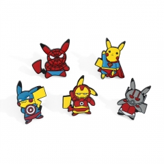 5 Styles Pokemon Cos Marvel Movie Cartoon Alloy Pin Anime Brooch