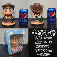 牛仔小新 蜡笔小新cos牛仔 高度17cm 重量0.4kg 彩盒15X12X21cm 一箱45个