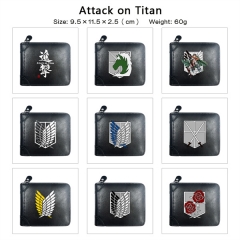 9 Styles Attack on Titan/Shingeki No Kyojin Cosplay PU Purse Folding Anime Short Wallet