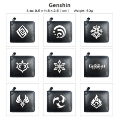 9 Styles Genshin Impact Cosplay PU Purse Folding Anime Short Wallet