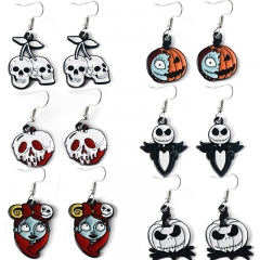 12 Styles Halloween Pumpkin Skull Cartoon Character Cute Decorative Anime Alloy Earring