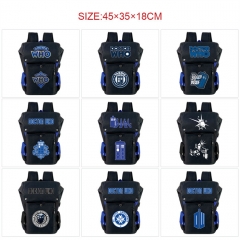9 Styles Doctor Who Cartoon Pattern Anime Backpack Bag With USB Charging Cable
