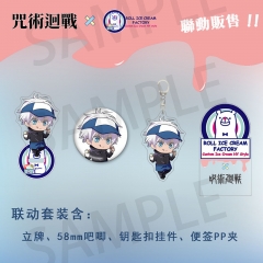 8 Styles Jujutsu Kaisen Cartoon Acrylic Anime Standing Plate+Brooch+Keychain+Clip Set