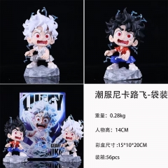 袋装+小彩盒 海贼王潮服尼卡路飞 黑发款和白发款 盒装手办 高14cm 一箱56个