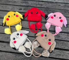 14 Styles Pokemon Pikachu Air Sacs Inside Paws Knitted Hat Animal Plush Hat