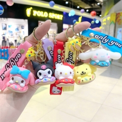 5 Styles Sanrio Melody Cinnamoroll Pom Kuromi Cartoon Anime Figure Keychain