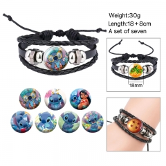(Replaceable Pattern)2 Styles Lilo & Stitch Cartoon Anime Bracelet Wristband