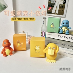 3 Styles Pokemon Psyduck Charmander Squirtle Cartoon Anime PVC Figure Toy Doll (With Light)