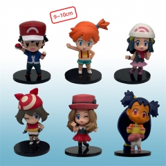 6PCS/SET 9-10CM Pokemon Ash Ketchum Cartoon Anime Figure
