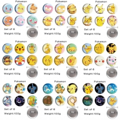 (6PCS/SET) 13 Styles 75MM Pokemon Cartoon Anime Alloy Badge Brooch