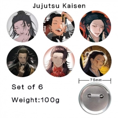 (6PCS/SET) 2 Styles 75MM Jujutsu Kaisen Cartoon Anime Alloy Badge Brooch
