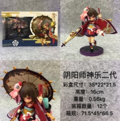 阴阳师神乐二代高16cm 重量0.56kg 彩盒35X22X21.5cm 箱规71.5X45X66.5cm 12个一箱