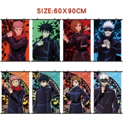 60*90CM 9 Styles Jujutsu Kaisen Wall Scroll Cartoon Pattern Decoration Anime Wallscroll