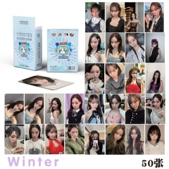 AESPA金玟庭winter镭射小卡 盒装50张1盒 明星周边拍立得卡双面