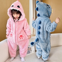 6 Styles Dinosaur Pokemon Pikachu Kids Cute Animals Plush Flannel Pajamas Childern One-Piece Suit Cartoon Winter Soft Warm Home Clothes
