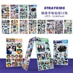 Stray kids 精美12张套装贴纸 不干胶创意DIY贴纸 手账本贴纸
