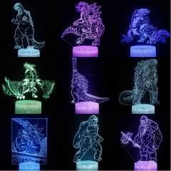 跨境专供卡通哥斯拉大战金刚系列 3D小夜灯 LED立体触摸遥控台灯