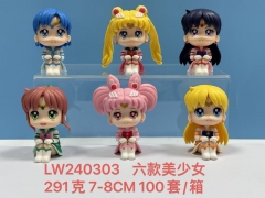 6PCS/SET 7-8CM Pretty Soldier Sailor Moon Cartoon Anime PVC Figure Toy Doll
