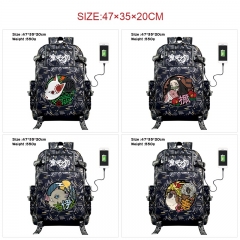 6 Styles Demon Slayer: Kimetsu no Yaiba Anime Cosplay Cartoon Canvas Colorful Backpack Bag With Data Line Connector