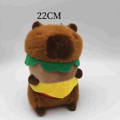 22CM 水豚君表情包汉堡造型卡皮巴拉毛绒玩具娃娃机公仔
