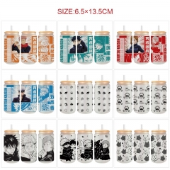 咒术回战-9款 350ml动漫磨砂玻璃杯-（配吸管）
