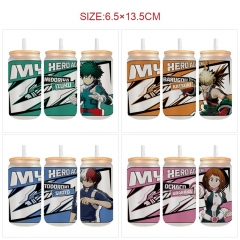 我的英雄学院-7款 350ml动漫磨砂玻璃杯-（配吸管）