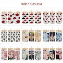 350ml 13 Styles Naruto Anime Glass Cup with Straw