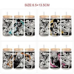 350ml 8 Styles Blue Lock Anime Glass Cup with Straw