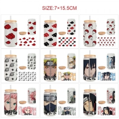 450ml 13 Styles Naruto Anime Glass Cup with Straw