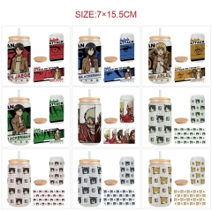 进击的巨人-9款 450ml动漫磨砂玻璃杯（配吸管）