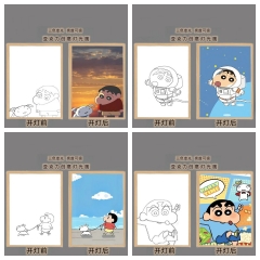 【USB款】蜡笔小新卡通灯光画发光装饰画小夜灯动漫素描创意led送礼充电画