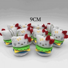 10PCS/SET 9CM Hello Kitty Hamburg Cartoon Anime Plush Toy Pendant