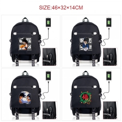 8 Styles Dragon Ball Z Cartoon Anime Canvas Backpack Bag With Data Line Connector