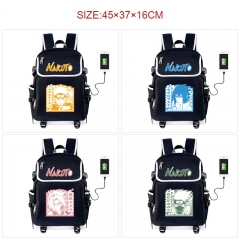 9 Styles Naruto Cartoon Anime Canvas Backpack Bag With Data Line Connector