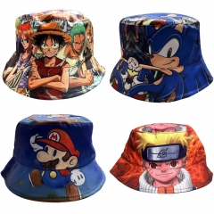 12 Styles Super Mario Bro Naruto One Piece Lilo & Stitch Cartoon Hat Cap Anime Fisherman's Hat