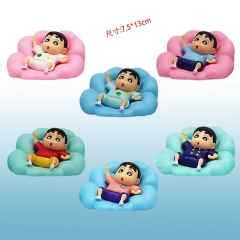 6PCS/SET Crayon Shin-chan Cloud Sitting Anime PVC Figures