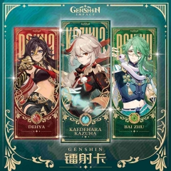 16*6.5cm 51 Styles Genshin Impact Cartoon Anime Two-Sided Bookmarks Cards
