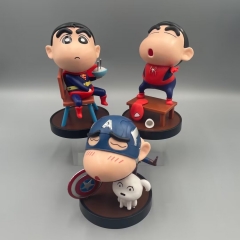 3 Styles 16.5CM Crayon Shin-chan Cos Captain America Anime PVC Figure