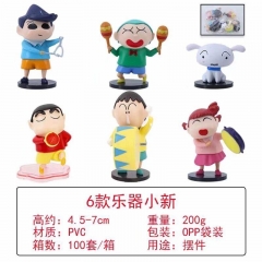 6款一套 蜡笔小新 乐器小新 袋装手办 高4.5-7cm 一箱100套